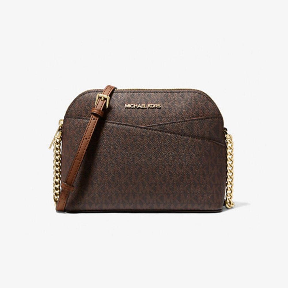 MICHAEL Michael Kors Jet Set Travel Medium Logo Dome Crossbody Bag BROWN